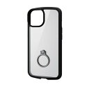 エレコム ELECOM iPhone 13/14用 TOUGH SLIM LITE フレームカラー 背面クリア リング付き ブラック PM-A22ATSLFCR...