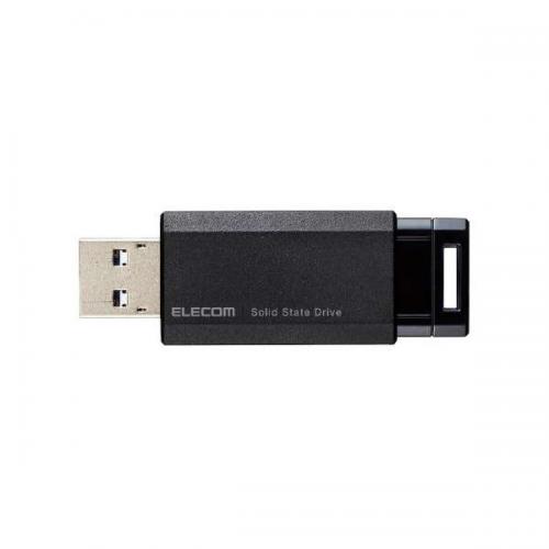 エレコム ELECOM SSD 外付け ポータブル 250GB 超小型 ノック式 ブラック USBメモリサイズ ESD-EPK0250GBK〈ESDEPK0250GBK〉