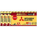 三菱 MITSUBISHI アルカリ乾電池 単4形 12本パック LR03GR/12S