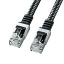 サンワサプライ SANWA SUPPLY カテゴリ6A メッシュフラットLANケーブル 2m ブラック&グレー KB-FL6AME-02BK〈KBFL6AME02BK〉