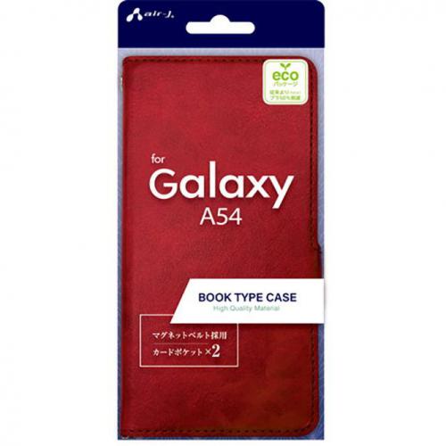 エアージェイ air-J ソフトレザー手帳型ケースGalaxy A54 5G(SC-53D/ SCG21)用 レッド AC-A54PBRD