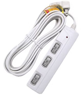 【要エントリー!9/20〜9/30限定!最大10万ポイント当たる】ナフコ LEDスイッチタップ 雷ガード・ブレーカー付き 横差し 3個口 1m SK-3SLED01W