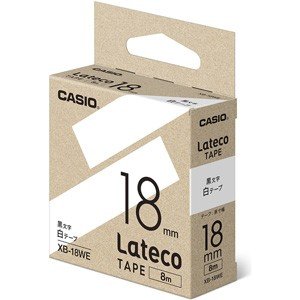CASIO カシオ Lateco(ラテコ) 詰め替え用テープ XB-18WE 18mm (白・黒文字) 〈XB18WE〉