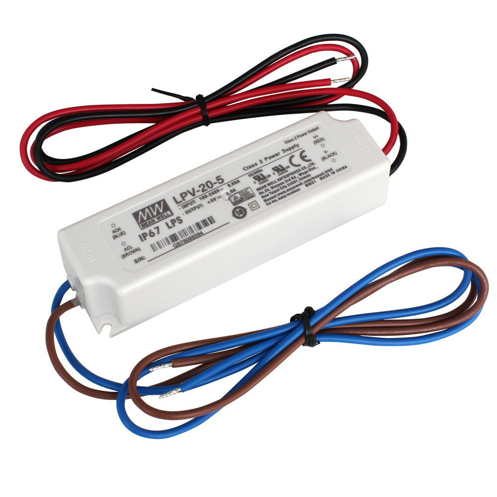 Rakuten - Meanwell ミンウェル LPV-20-5 直流電源 DC電源 5V 3A 15W 防水 IP67