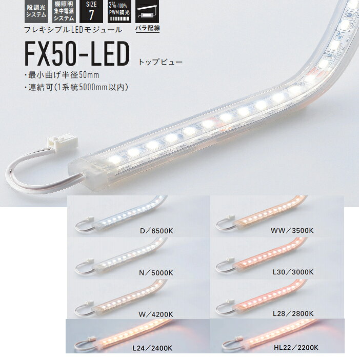 DNライティング(DNL) FX50-LED5000 LEDモジュール サイズ:5000mm 入力電力:41.2W 3830lm 最少曲げ半径50mm 連結可(1系統5000mm以内)[FX50LED5000]【2025-04】 [2]