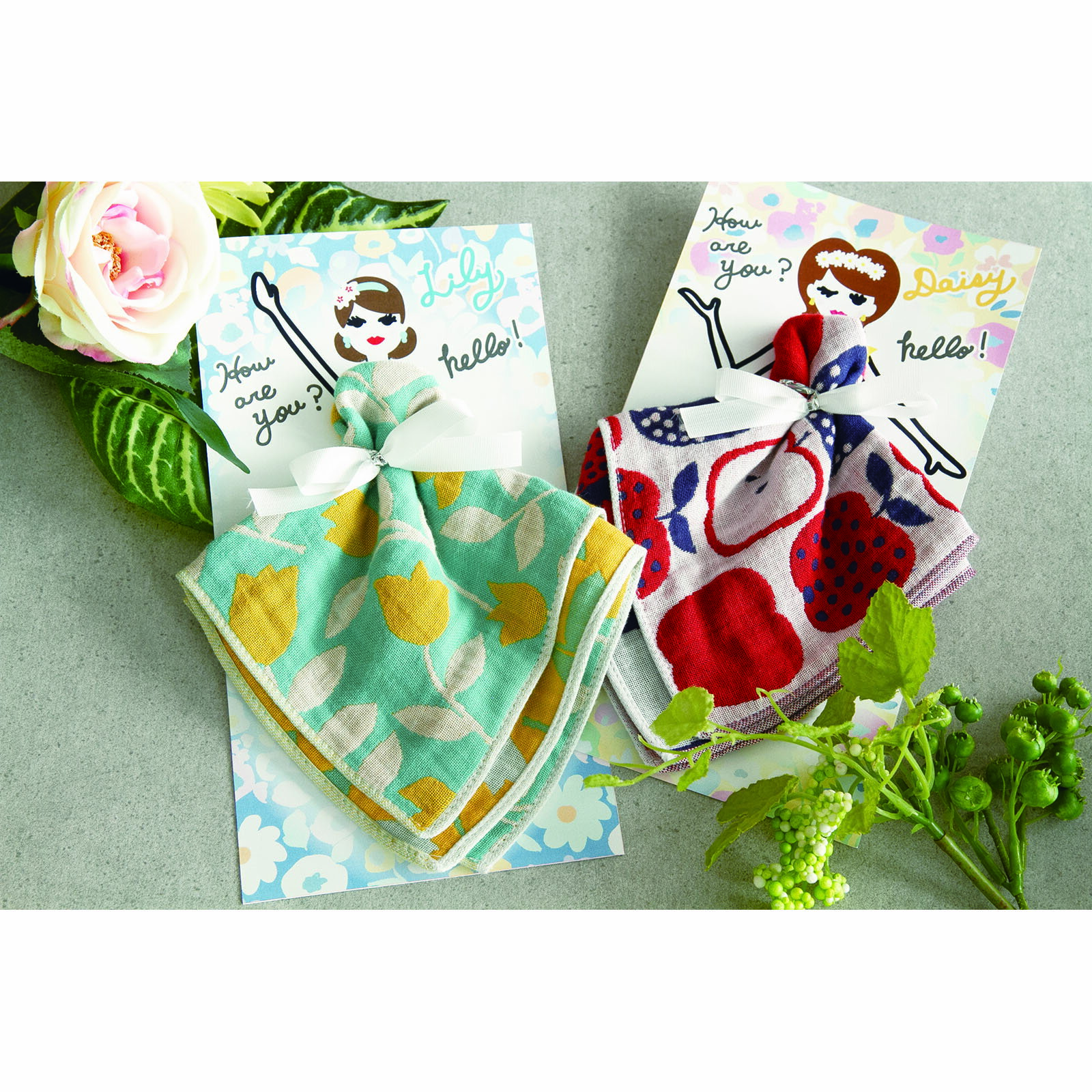 Floral sisters 3重ガーゼハンカチギフト【プレゼント プチギフト 贈り物 上質 日本製 お返し タオルハンカチ お祝い お礼 記念品】