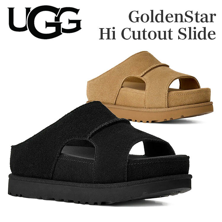 【スーパーSALE開催〜11(水)01:59まで】 UGG アグ ゴールデンスター ハイ カットアウト スライド レディース サンダル ブラック チェスナット W GOLDENSTAR HICUTOUT SLIDE 1175132
