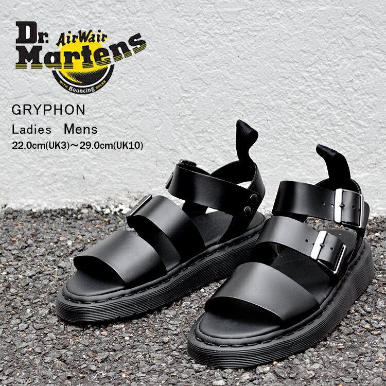 ドクターマーチン サンダル レディース メンズ グリフォン ブラックブランド Dr.Martens GRYPHON BLACK BRANDO 15695001