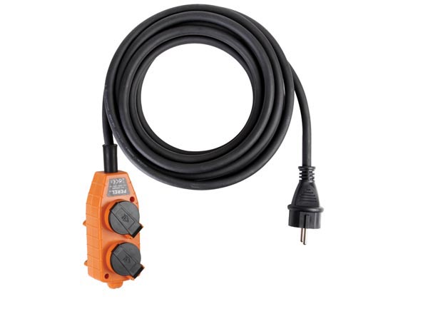 ヘヴィー用途用欧州延長コード-ゴムコード4m+4xフランスソケット（IP44)EBP04WP2