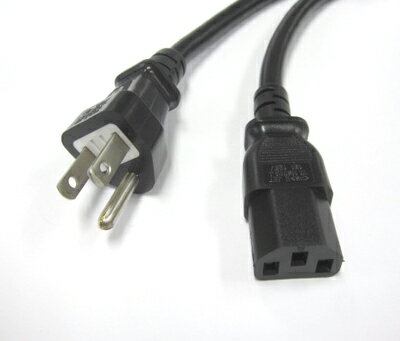 日本/米国ダブル認証ACコード 3ピン-C13-2M（125V/15A)PSE+UL