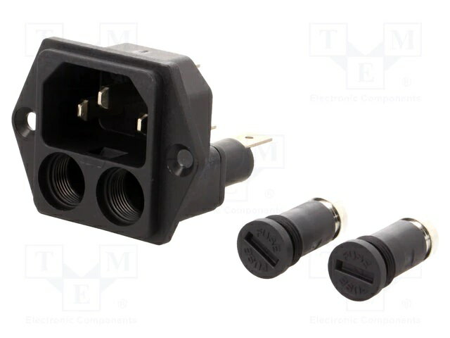 認証及び定格： 　UR/cUR:10A/250V 　VDE：10A/250V 対応ヒューズ寸法：5x20mm ※ヒューズは別売りです 詳細図面が必要な方はお問い合わせ下さい。