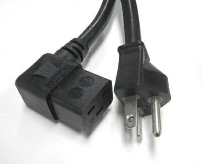 定格：250V20A用電源コードセット プラグ：3ピン(NEMA 6-20P) コネクター：IEC60320-C19ライトアングル ケーブル：SJTW 12AWG/3C 105℃ 結束 長さ：2.28M 認証：米国UL,CSA(cUL) 色：黒 数量：1本