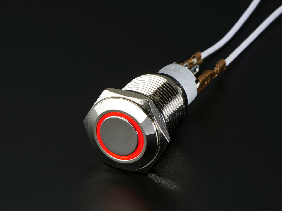 16mmメタルon/offスイッチ-赤色LEDリング付