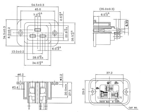 ACインレット(ネジ留式IEC60320-C1...の紹介画像3