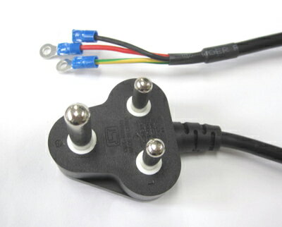 インドAC電源コード 3P→丸型端子 10A/250V