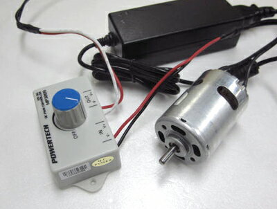 スピードコントローラ 5A電源付ハイパワーDCモーター 12V-4.9kg/cm-18800RPM