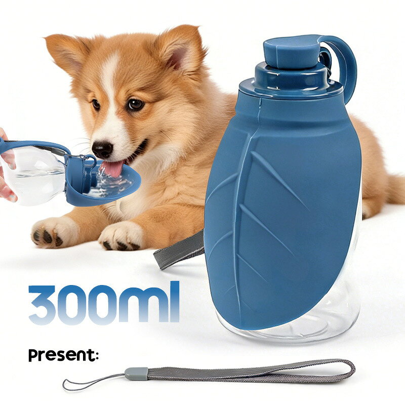 犬用給水ボトル ペットウォーターボトル 300ml 携帯給水器 お散歩 水飲み器 折りたたみ式給水カップ付き 犬 猫用 お出かけ 旅行 アウトドア コンパクト 軽量 水漏れ防止