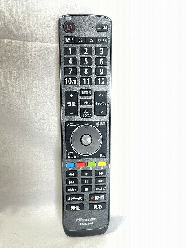 【中古】即日発送 除菌済 ハイセンス Hisense EN3Z39H テレビ リモコン (55K30 49A50 43A50 32A50 20A50 32K30 対応) 長期保証