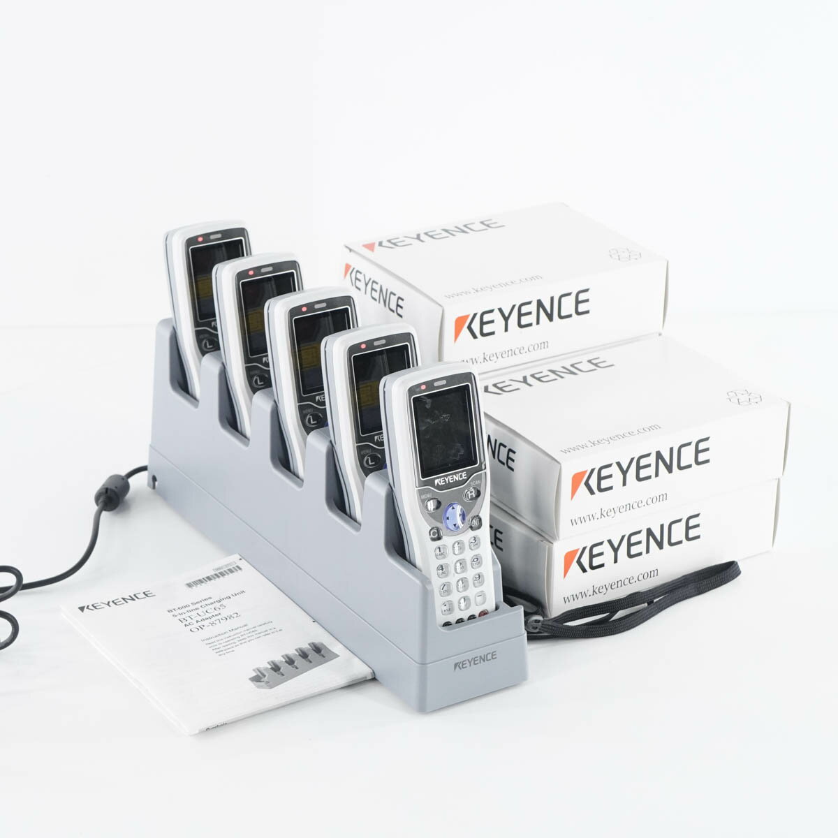 【中古】[PG]8日保証 3セット入荷 5台セット 動作確認済 KEYENCE BT-600 ハンディターミナル ACアダプター 取扱説明書 BT-UC65 充電...[05265-0035]