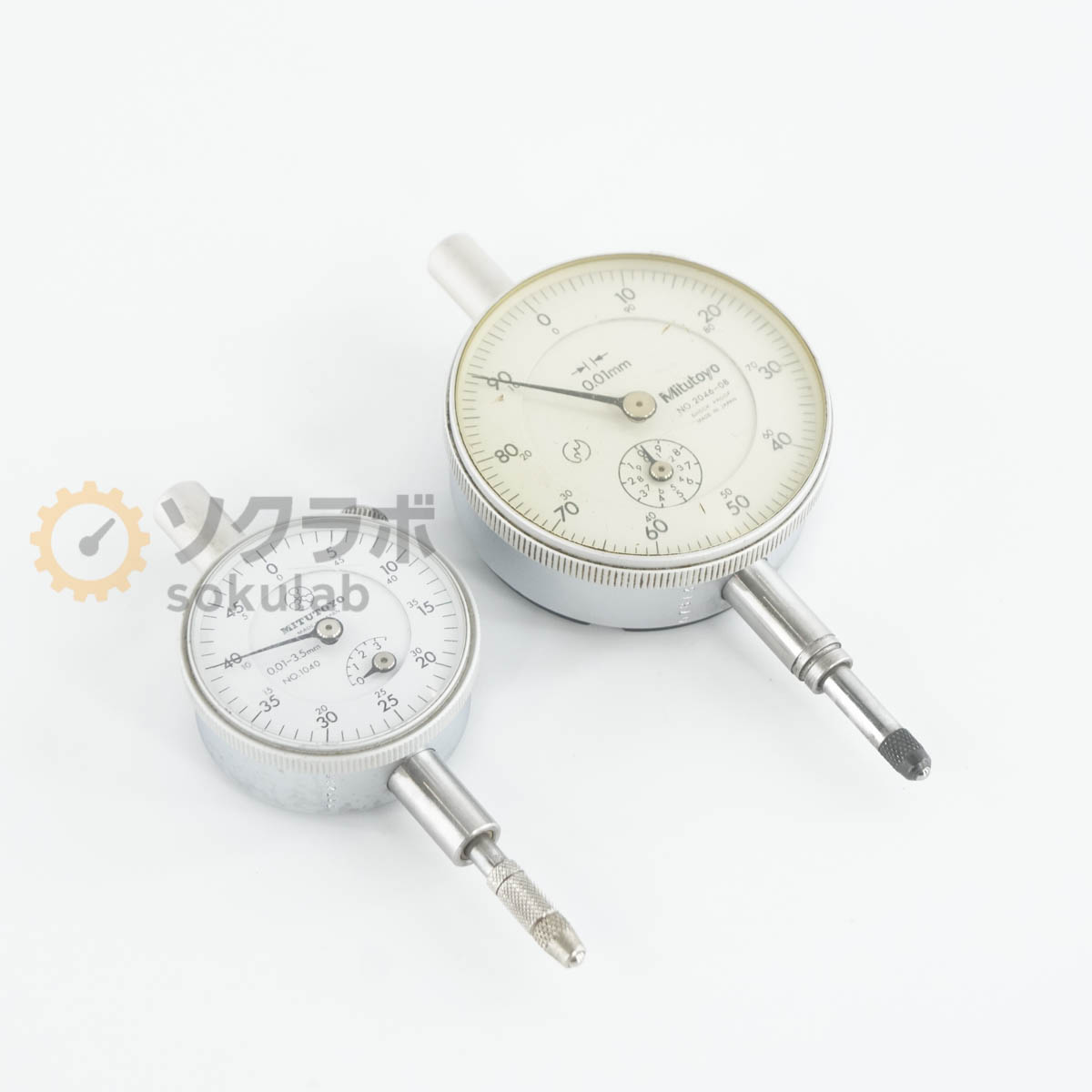 Rakuten - 【中古】[DW]8日保証 セット Mitutoyo 1040 2046-08 Dial Gauge ダイヤルゲージ 0.01mm 0.01-3.5mm [07328-0035]