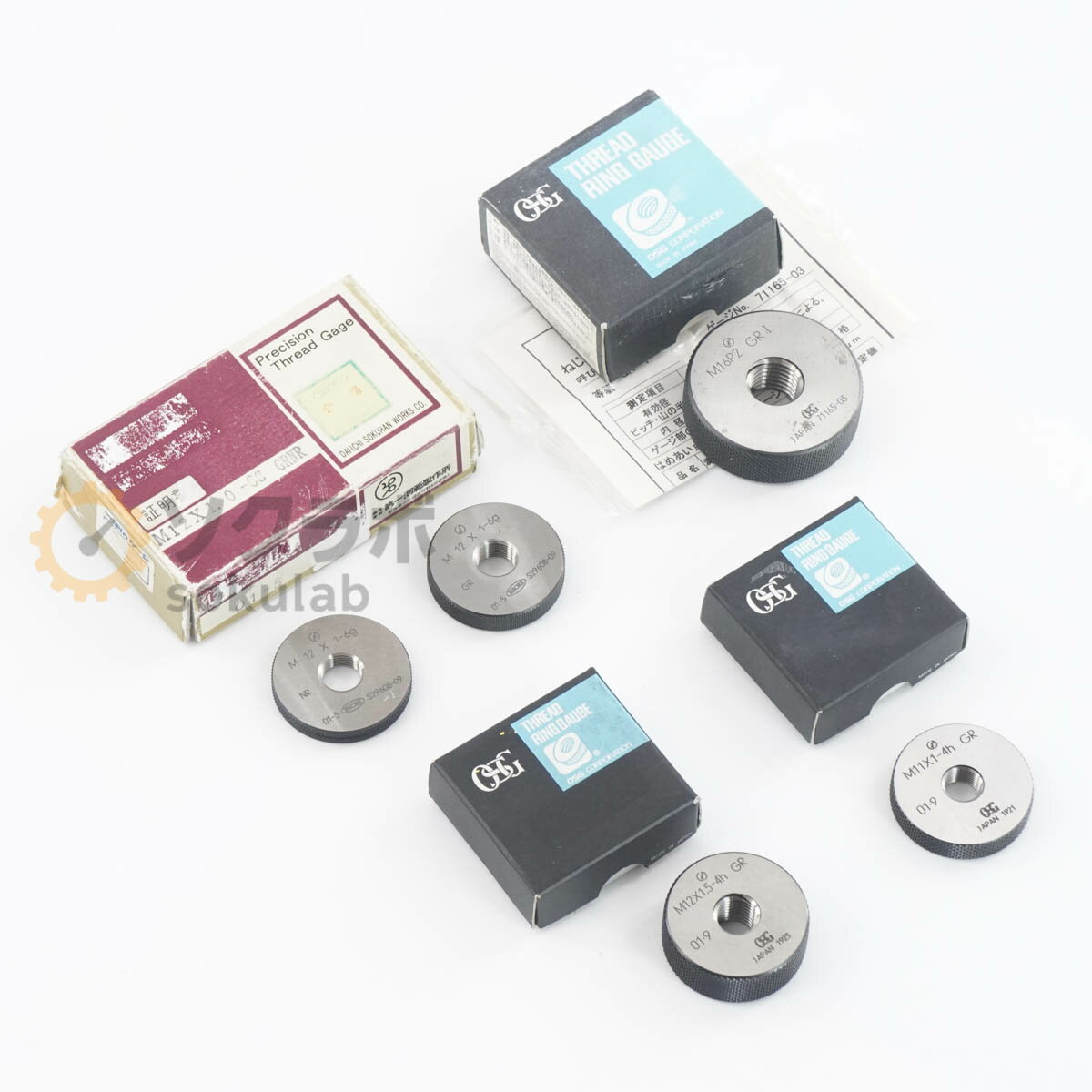 Rakuten - 【中古】[DW]8日保証 計5個セット OSG ISSOKU M16P2 M12X1-6g M12X1.5-4h M11X1-4h GR NR THREAD RING GAUGE ねじリングゲージ ねじ...[07380-0287]