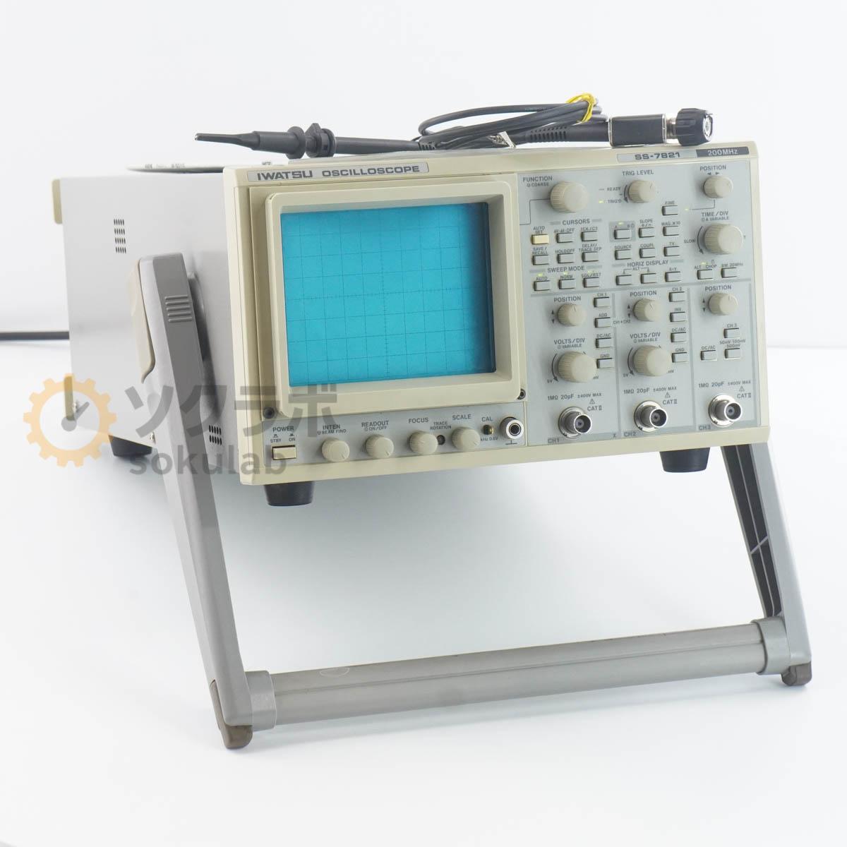 【中古】[JB]保証なし IWATSU SS-7821 OSCILLOSCOPE オシロスコープ 200MHz SS-103R電源コード 取扱説..