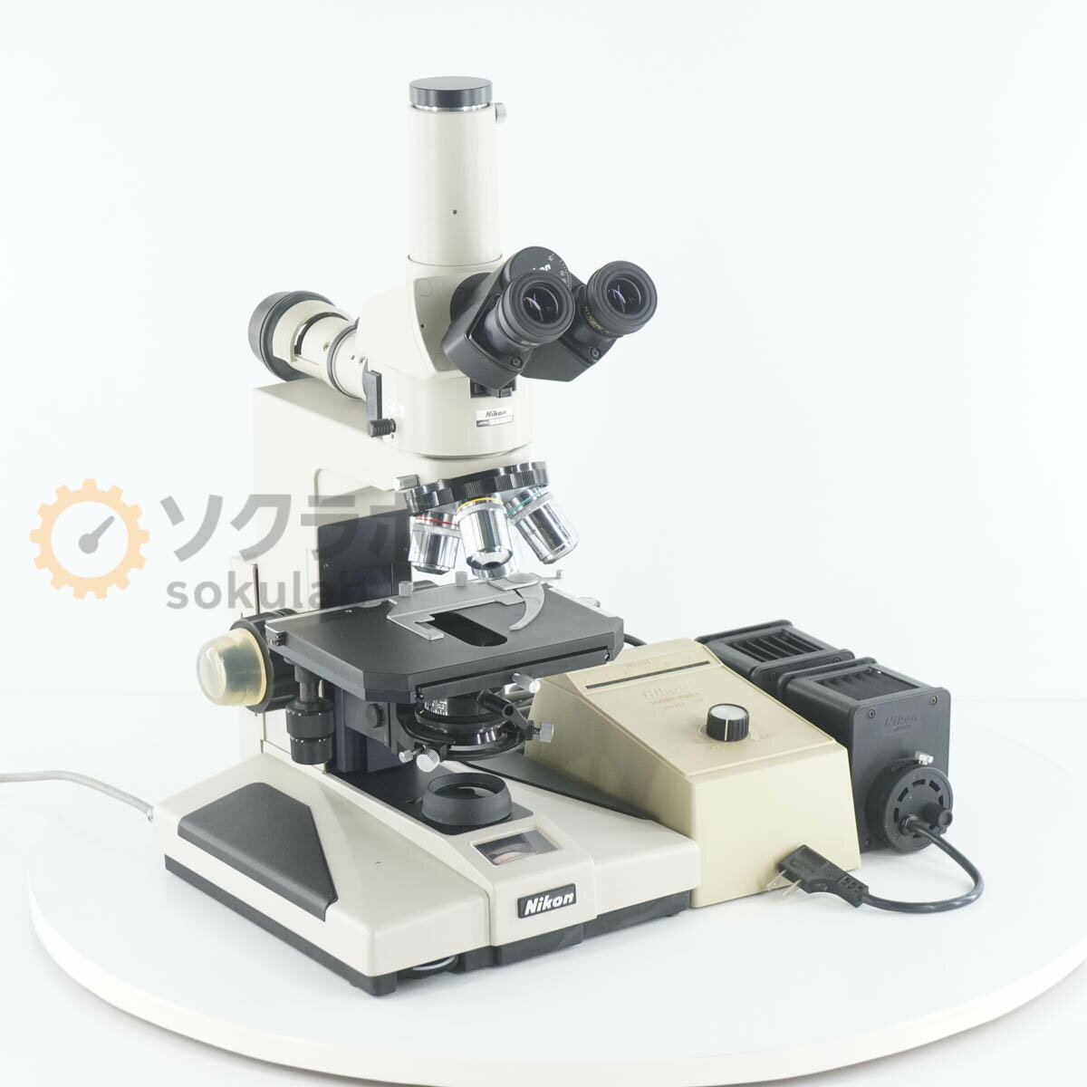 【中古】[DW]8日保証 NIKON OPTIPHOTO Microscope 顕微鏡 CFW10× BD Plan 5 10 40 100 電源コード [07563-0026]