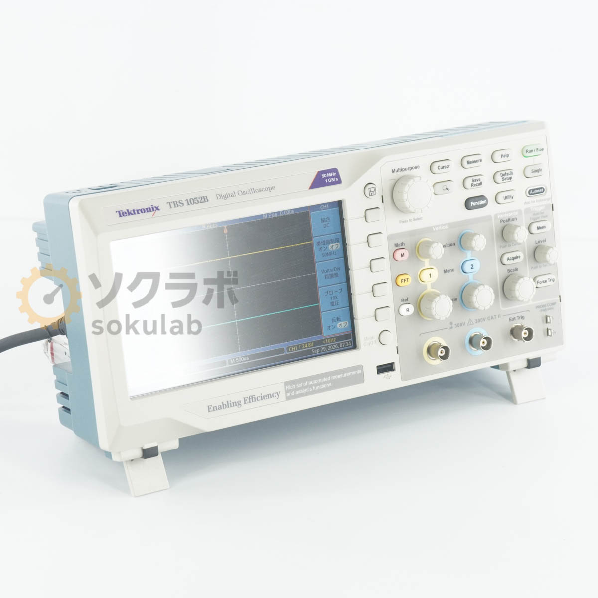 型番補足：TBS1052B シリーズ・商品・ブランド名：TBS1000B 仕様：50MHz 1GS/s【保証あり】開発機関や研究所等から動作品として入荷いたしました。 当店では校正は行なっておりませんので、校正期限内レベルの精度・確度を保証するものではございません。 あくまでも中古品としてご理解の上、ご購入ください。 詳細は写真にてご確認ください。【当商品について】50MHz 1GS/s自己校正OK【外観・動作・補足コメント】やや傷や汚れがあります。自己校正をパスすることを確認いたしました。正常な波形を確認いたしました。電源コードは付属いたしません。【サイズ】高さ16.00cm×幅33.00cm×奥行13.00cm　重さ約2.00kg【サイズ補足】