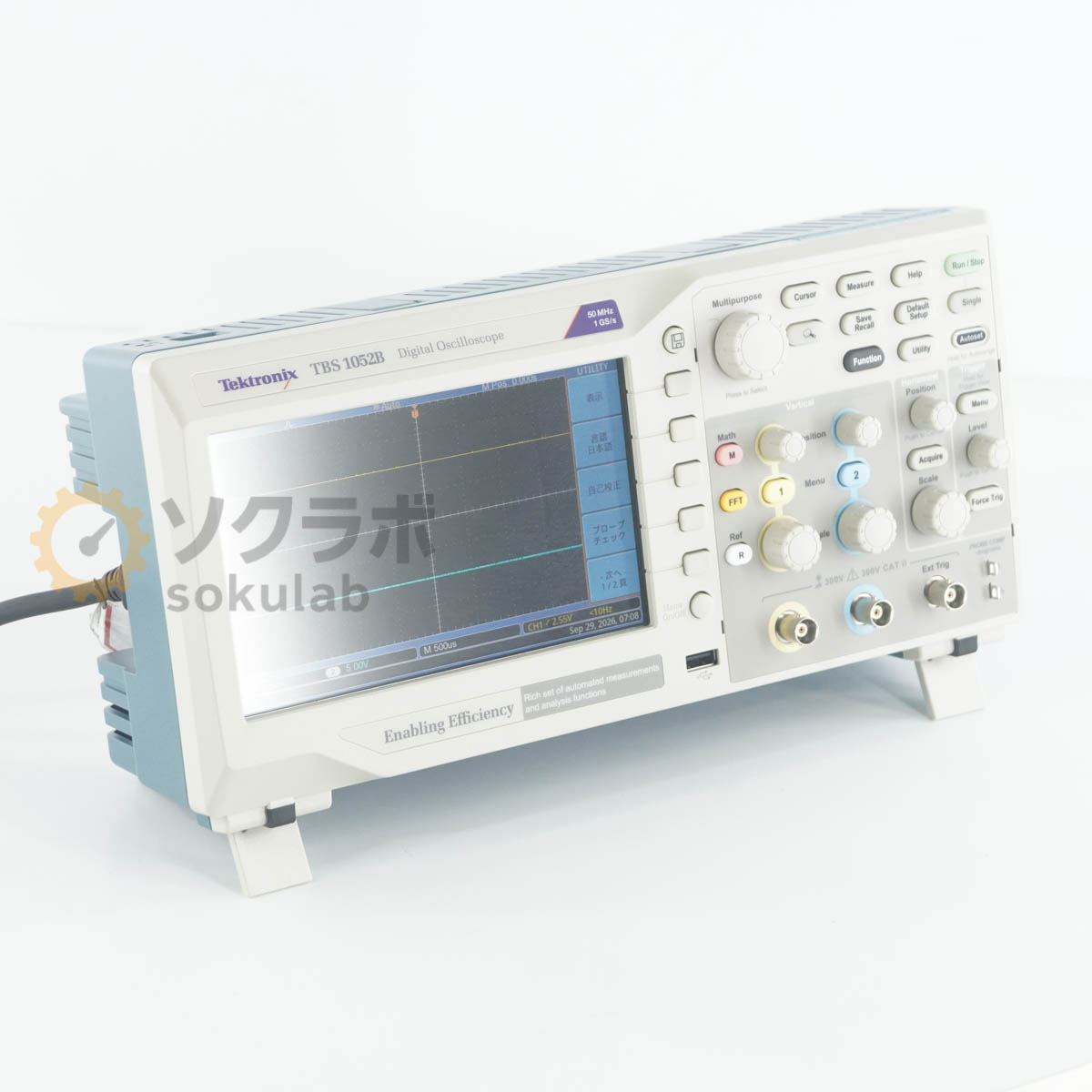 型番補足：TBS1052B シリーズ・商品・ブランド名：TBS1000B 仕様：50MHz 1GS/s【保証あり】開発機関や研究所等から動作品として入荷いたしました。 当店では校正は行なっておりませんので、校正期限内レベルの精度・確度を保証するものではございません。 あくまでも中古品としてご理解の上、ご購入ください。 詳細は写真にてご確認ください。【当商品について】50MHz 1GS/s自己校正OK【外観・動作・補足コメント】やや傷や汚れがあります。自己校正をパスすることを確認いたしました。 正常な波形を確認いたしました。電源コードは付属いたしません。【サイズ】高さ16.00cm×幅33.00cm×奥行13.00cm　重さ約2.00kg【サイズ補足】