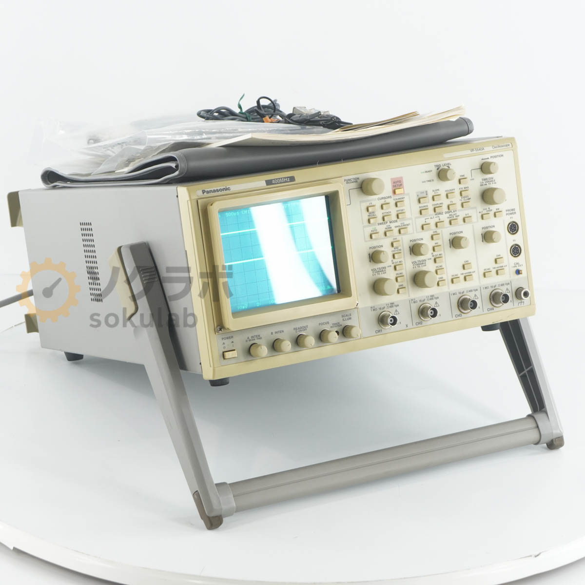 仕様：400MHz 付属品：電源コード 取扱説明書 PROBE VQ-058Y10 SS-082R【保証あり】開発機関や研究所等から動作品として入荷いたしました。 当店では校正は行なっておりませんので、校正期限内レベルの精度・確度を保証するものではございません。 あくまでも中古品としてご理解の上、ご購入ください。 詳細は写真にてご確認ください。【当商品について】400MHz【外観・動作・補足コメント】やや傷や汚れがあります。波形が表示されることを確認いたしました。【サイズ】高さ23.00cm×幅38.00cm×奥行47.00cm　重さ約10.00kg【サイズ補足】