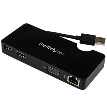StarTech USB3.0接続ノートPCパソコン・ミニドッキングステーション/ポートリプリケーター HDMI/ VGA/ ギガビットイーサネット/ USB 3.0ポート USBバスパワー対応 USB3SMDOCKHV