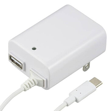 オーム電機 ACアダプター(USB Type-C+Type-A/ホワイト) MAV-AUC2-W