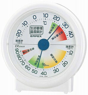 エンペックス 温度湿度計 生活管理温湿度計 置き用 日本製 ホワイト TM-2401