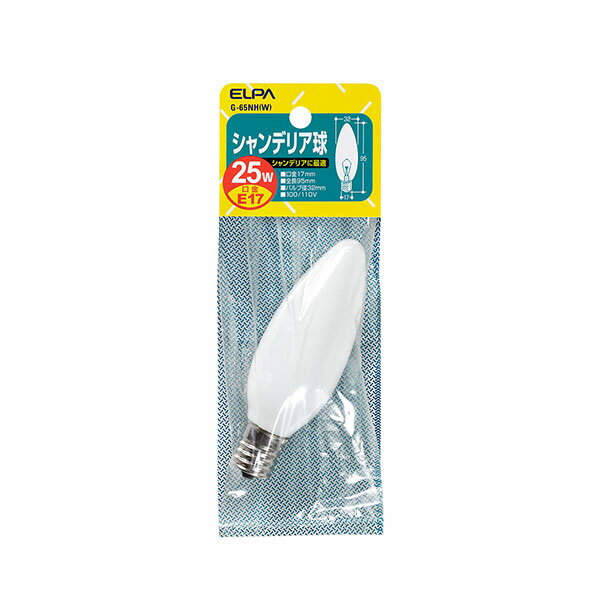 乐天商城 - エルパ シャンデリア球 E17 25W ホワイト G-65NH(W)