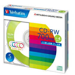 再入荷なし：三菱化学メディア Verbatim くり返し記録用 CD-RW 5枚 SW80QM5V1