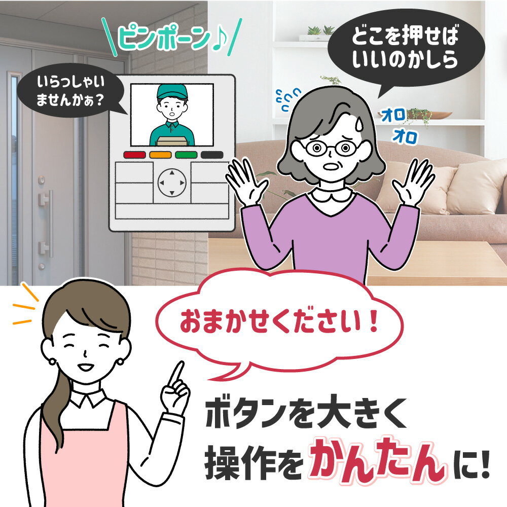 エルパ かんたんテレビドアホン | セット構成： 玄関カメラ 壁かけ親機 モニター子機 | サブ画像