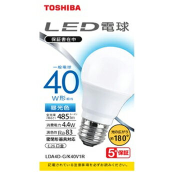 Rakuten - 東芝 LED電球 一般電球形 A形 40W形 昼光色 広配光 LDA4D/G/K40V1R