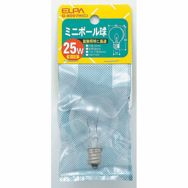 Rakuten - エルパ ミニボール球 25W E12 クリア G-8007H (C)