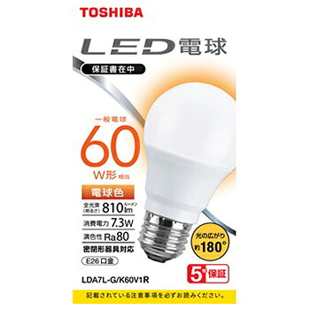 乐天商城 - 東芝 LED電球 一般電球形 A形 60W形 電球色 広配光 LDA7L/G/K60V1R