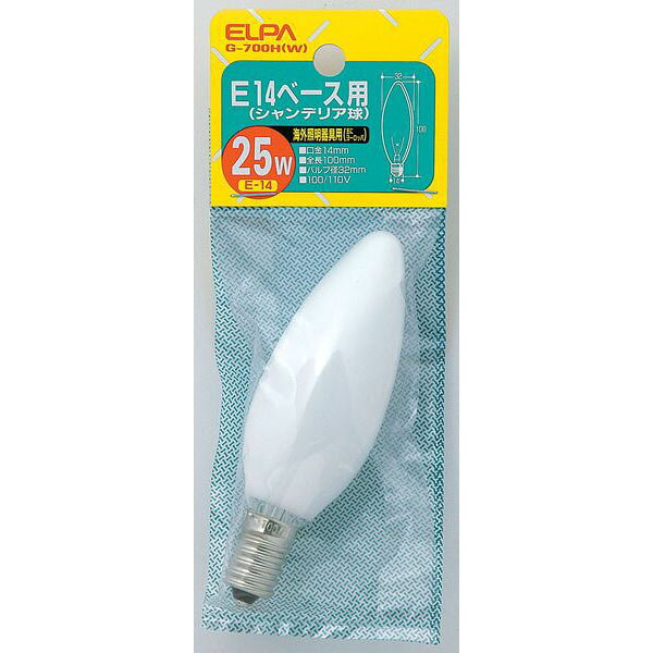 乐天商城 - エルパ シャンデリア球 E14ベース用 25W E14 ホワイト G-700H (W)