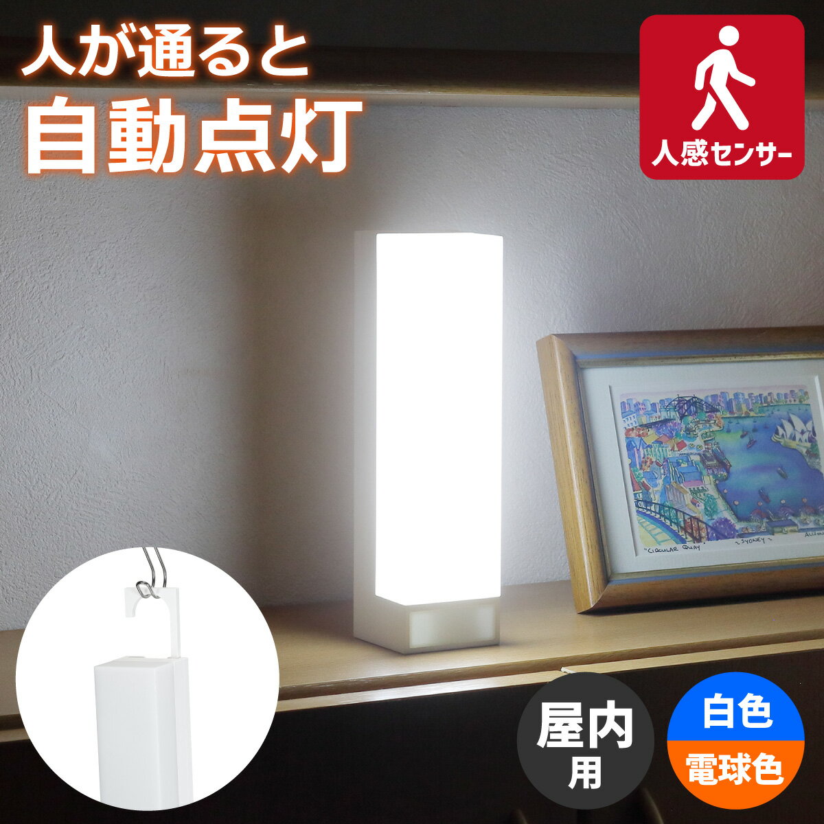 エルパ LEDセンサー付きライト PM-LF007PIR(W)