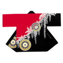 法被 半纏 半被 半天 袢天 箔押し加工 (赤黒) 綿100% 藤に傘 祭り 衣装 大祭 祭禮 神輿 イベント 夏祭り 秋祭り まつり はんてん はっぴ ハッピ 男女兼用