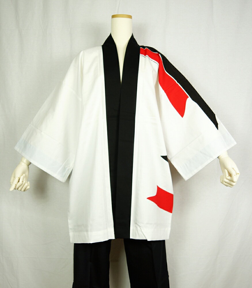 法被 半纏 半被 半天 袢天 顔料染め (白) 綿100% のしめ柄 祭り 衣装 大祭 祭禮 神輿 イベント 夏祭り 秋祭り まつり はんてん はっぴ ハッピ 男女兼用