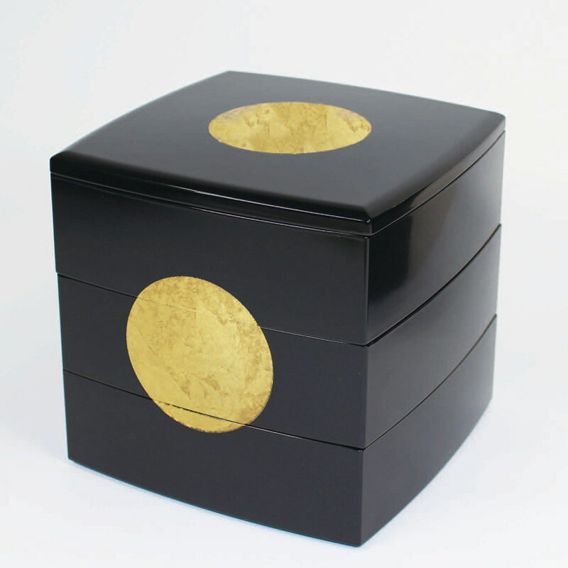 日月紋 三段重6寸(本金) 【金箔 箔一 金沢 工芸品 法人ギフト 新築祝い 引越祝い 退職祝 結婚祝い 贈り物 ペア 夫婦 誕生日 退職祝い プレゼント 男性...