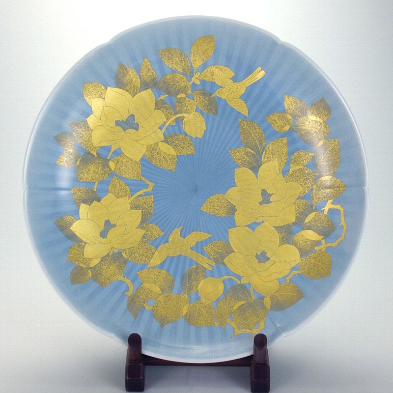 敬老の日 九谷焼 米寿 プレゼント 金婚式 大皿 釉裏金彩大山蓮華文【陶器 法人ギフト 新築祝い 引越祝い 退職祝 結婚祝い 贈り物 ペア 夫婦 誕生日 退職祝い プレゼント 男性 古希 喜寿 祝い 】