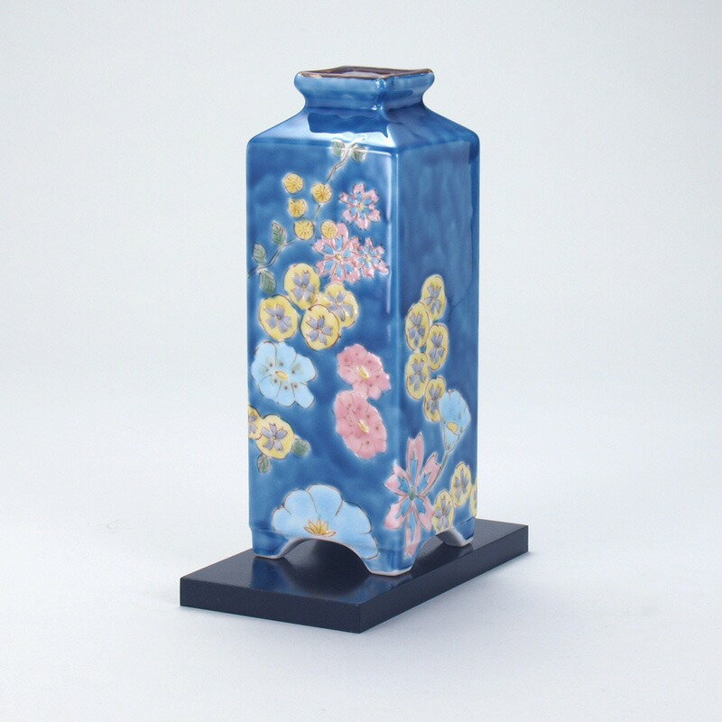 敬老の日 九谷焼 米寿 プレゼント 金婚式 7号角寸胴 青釉小花【陶器 法人ギフト 新築祝い 引越祝い 退職祝 結婚祝い 贈り物 ペア 夫婦 誕生日 退職祝い プレゼント 男性 古希 喜寿 祝い 】