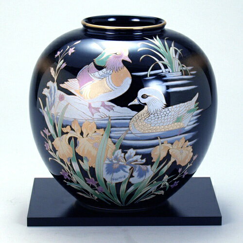 敬老の日 九谷焼 米寿 プレゼント 金婚式 6号花瓶 天目おしどり【陶器 法人ギフト 新築祝い 引越祝い 退職祝 結婚祝い 贈り物 ペア 夫婦 誕生日 退職祝い プレゼント 男性 古希 喜寿 祝い 】