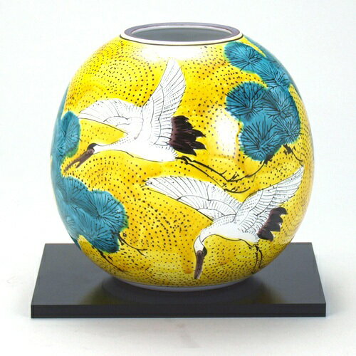 敬老の日 九谷焼 米寿 プレゼント 金婚式 5.5号花瓶 吉田屋松鶴【陶器 法人ギフト 新築祝い 引越祝い 退職祝 結婚祝い 贈り物 ペア 夫婦 誕生日 退職祝い プレゼント 男性 古希 喜寿 祝い 】