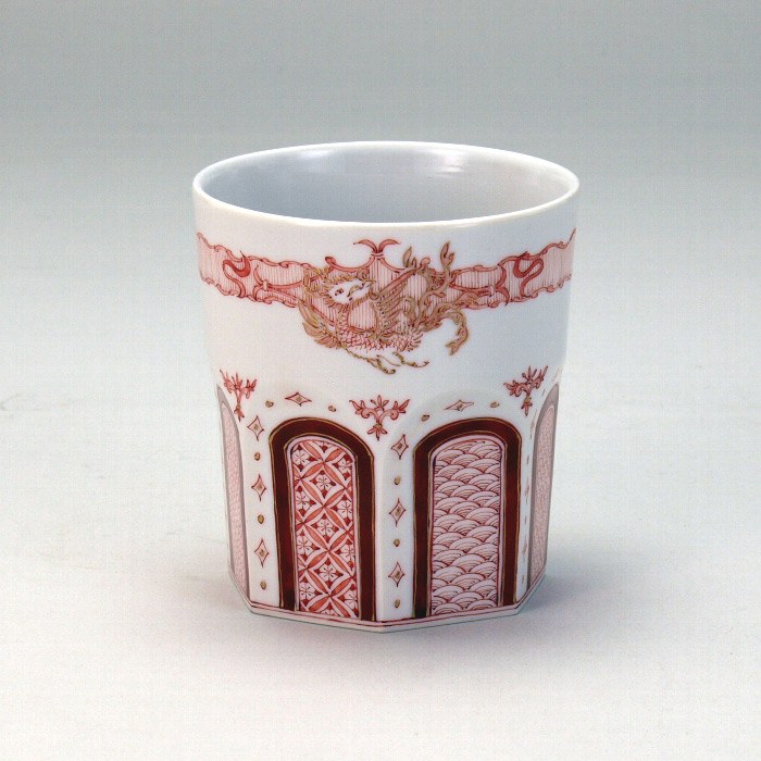 九谷焼 米寿 プレゼント 金婚式 ロックカップ(白九) 赤絵金彩飛翔鳳凰紋【陶器 還暦祝い 退職祝 結婚祝い 贈り物 ペア 夫婦 誕生日 退職祝い プレゼント ...