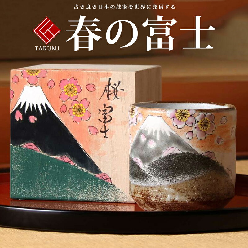 九谷焼 米寿 プレゼント 金婚式 色いろかっぷ 春の富士